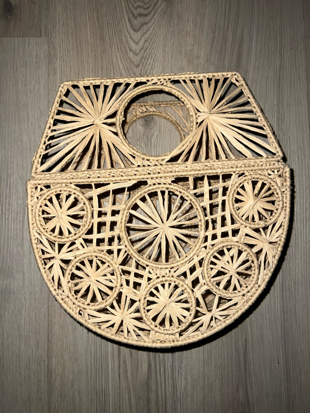 ASOS DESIGN Straw Open Weave Semi-Circle Clutch